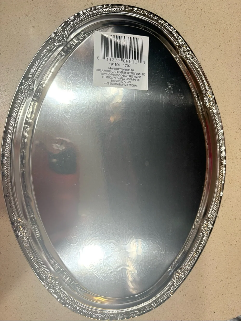 Silver Decorative Oval Serving Tray - Elegant Home Bath Accent
